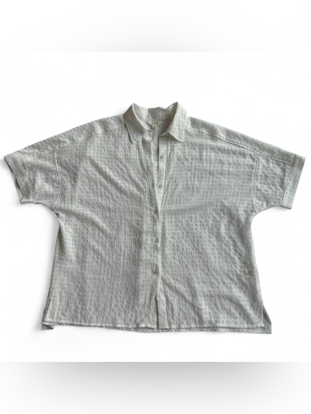 Max Studio White Oversized Beachy Short Sleeve Button Down Blouse Top Size L